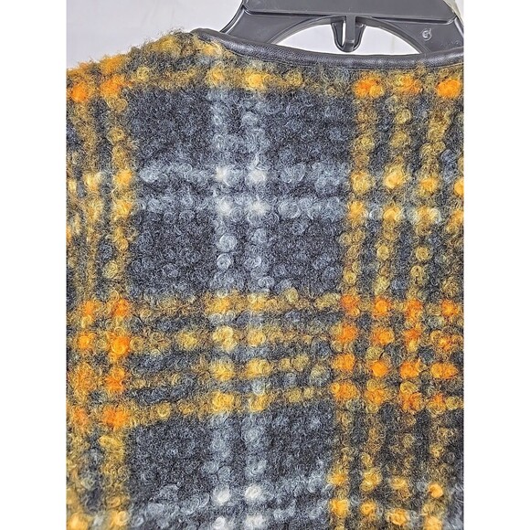 Ava & Viv Women 1X Rust Plaid Overcoat Long Jacket Pockets Faux Leather Trim - Picture 5 of 9